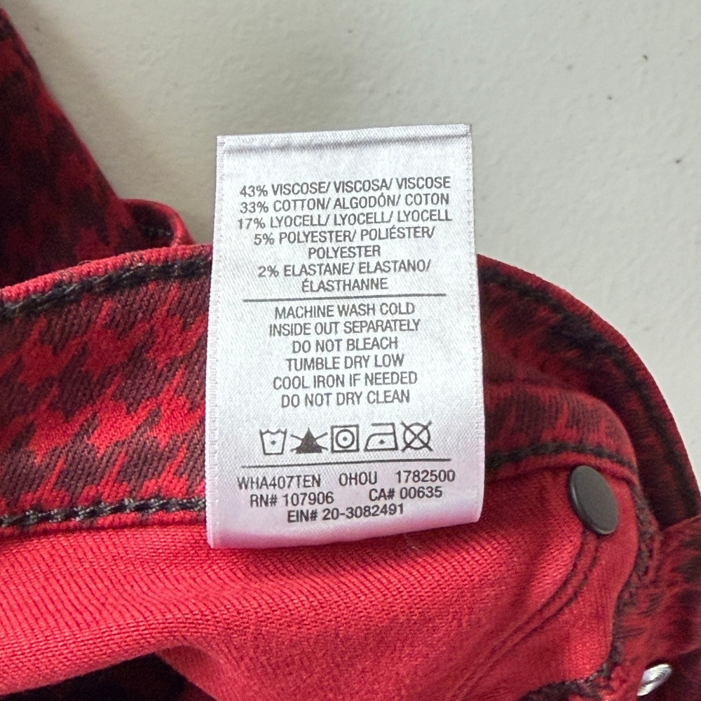NWOT New Hudson Barbara High Rise Super Skinny Stretch Jeans Houndstooth Red 32 - Picture 7 of 10